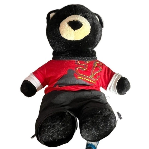 BUILD A Bear Workshop Black Bear 16" Plush Animal Shorts Pants Skate T-Shirt - Picture 3 of 15